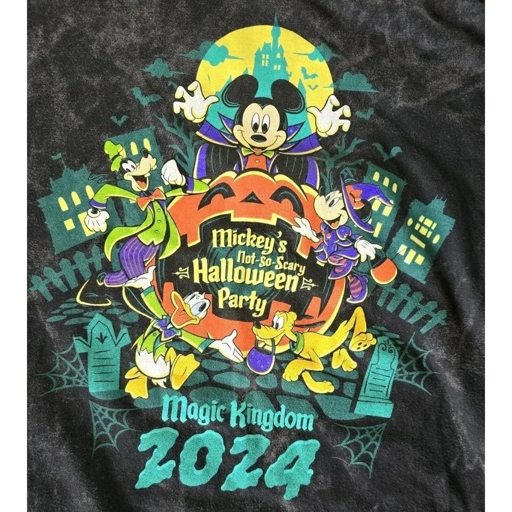 Disney Parks 2024 Mickey Not-So-Scary Halloween Party T-Shirt Glow Dark Med #089